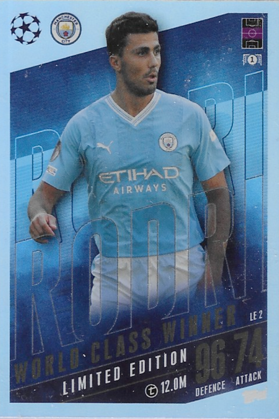 Rodri LE2 World Class Winner Limited Edition, Topps Match Attax Extra CL 2023-24