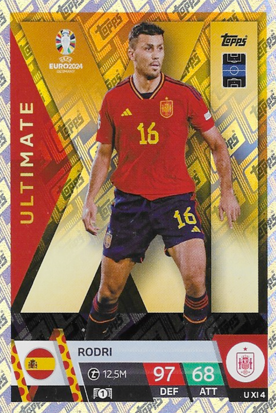 Rodri Ultimate Card #U XI 4 - Topps Match Attax Euro 2024