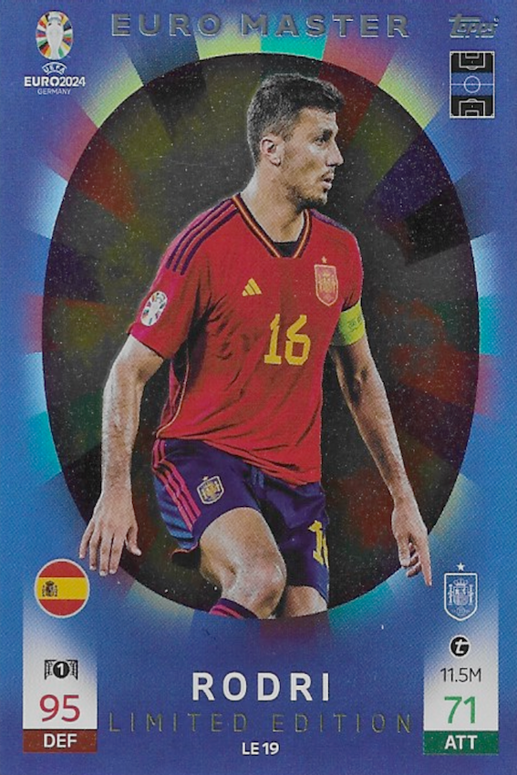Rodri Limited Edition Card LE19 - Euromaster Topps Match Attax EURO 2024