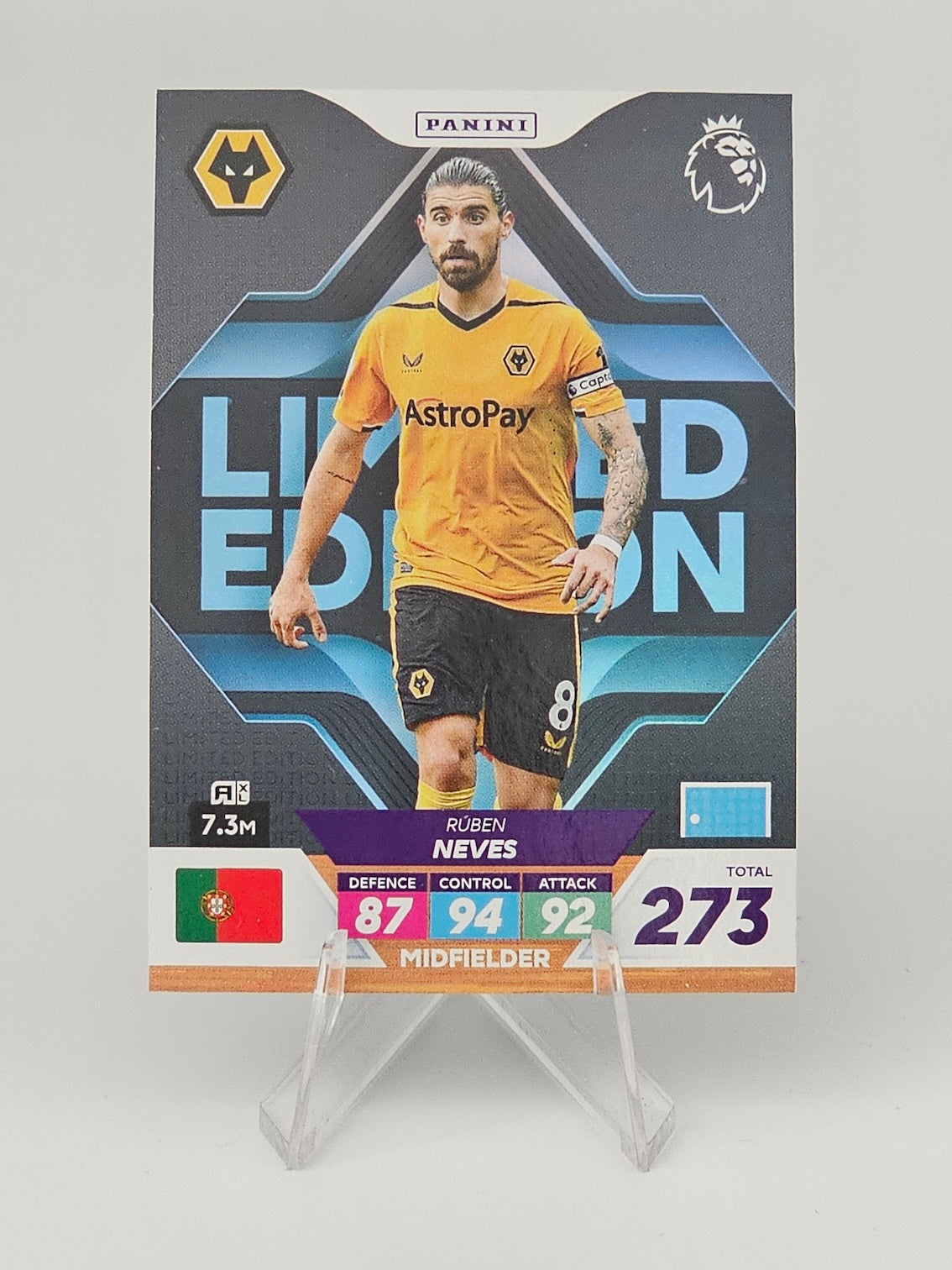 Ruben Neves Mint Limited Edition Card, Panini Adrenalyn XL Plus 2023 Premier League, Wolves