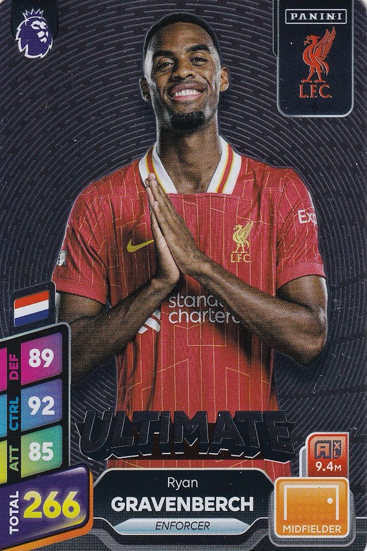 Ryan Gravenberch Ultimate Enforcer Card #6 - Panini Adrenalyn XL PLUS 2025 Premier League, Liverpool
