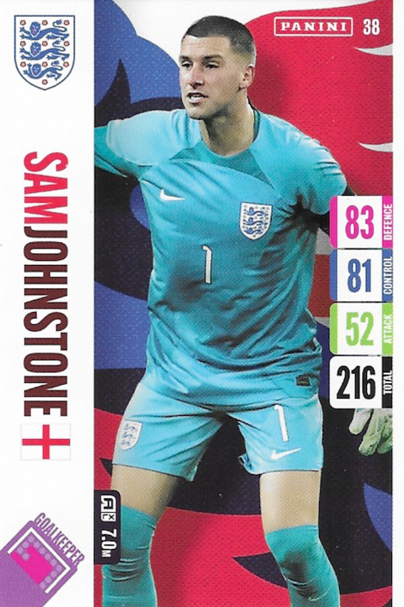 Sam Johnstone Base Card Number 38 - Panini Adrenalyn XL 2024 England Tournament Edition