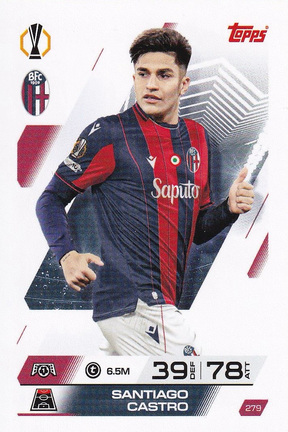 Santiago Castro Baes Card #279 - Topps Match Attax 25/26 (2025/2026) Bologna - Uefa Champions League