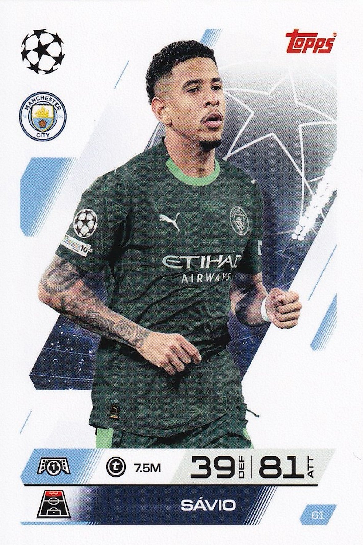 Savio Base Card #61 - Topps Match Attax 25/26 (2025/2026) Manchester City
