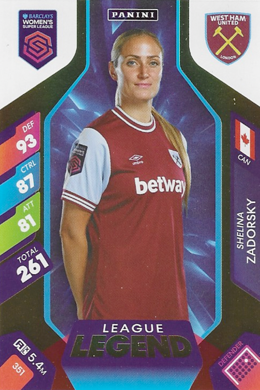 Shelina Zadorsky League Legend Card #351 - WSL 2025 Women's Super League Panini Adrenalyn XL