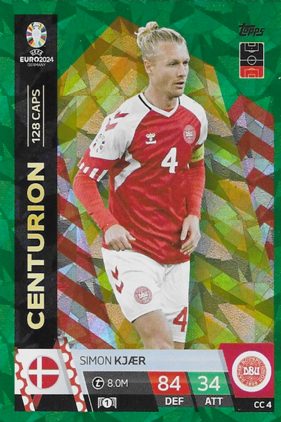 Simon Kjaer Centurion Green Card No CC4 - Topps Match Attax Euro 2024 