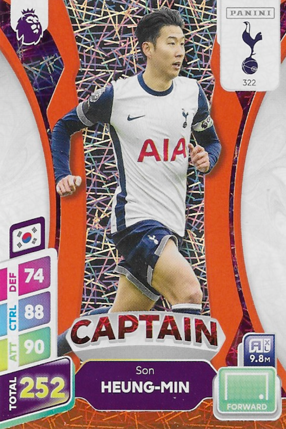 Son Heung-min Orange Parallel Captain Card #322 - Panini Adrenalyn XL PLUS 2025 Premier League (Tottenham Hotspur / Spurs)