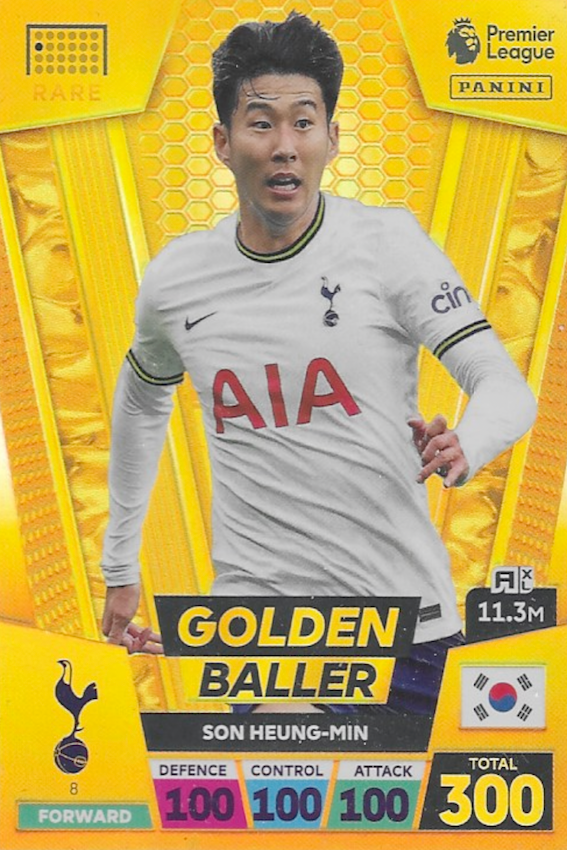 Son Heung Min Golden Baller Card No #8 - Panini Adrenalyn XL 2023 Premier League (Spurs)