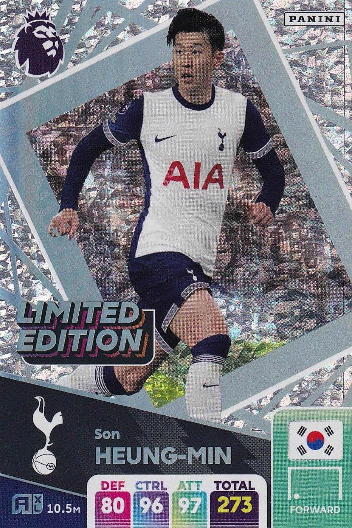 Son Heung Min Limited Edition Card, Panini Adrenalyn XL 2025 Premier League, Spurs, Tottenham Hotspur