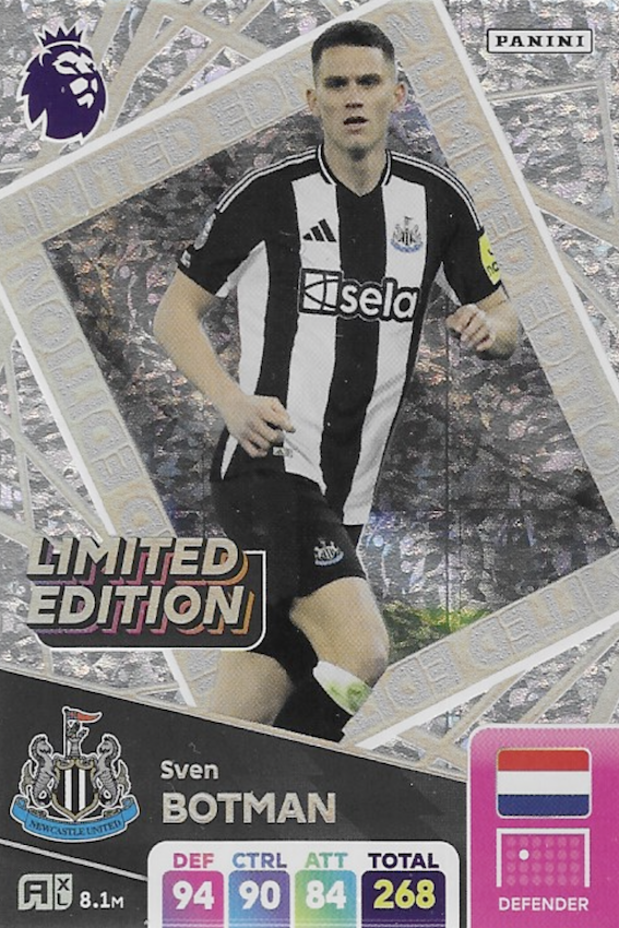 Sven Botman Limited Edition Card - Panini Adrenalyn XL 2025 Premier League