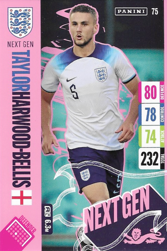 Taylor Harwood-Bellis Next Gen Card No 75 - Adrenalyn XL 2024 England Tournament Edition by Panini