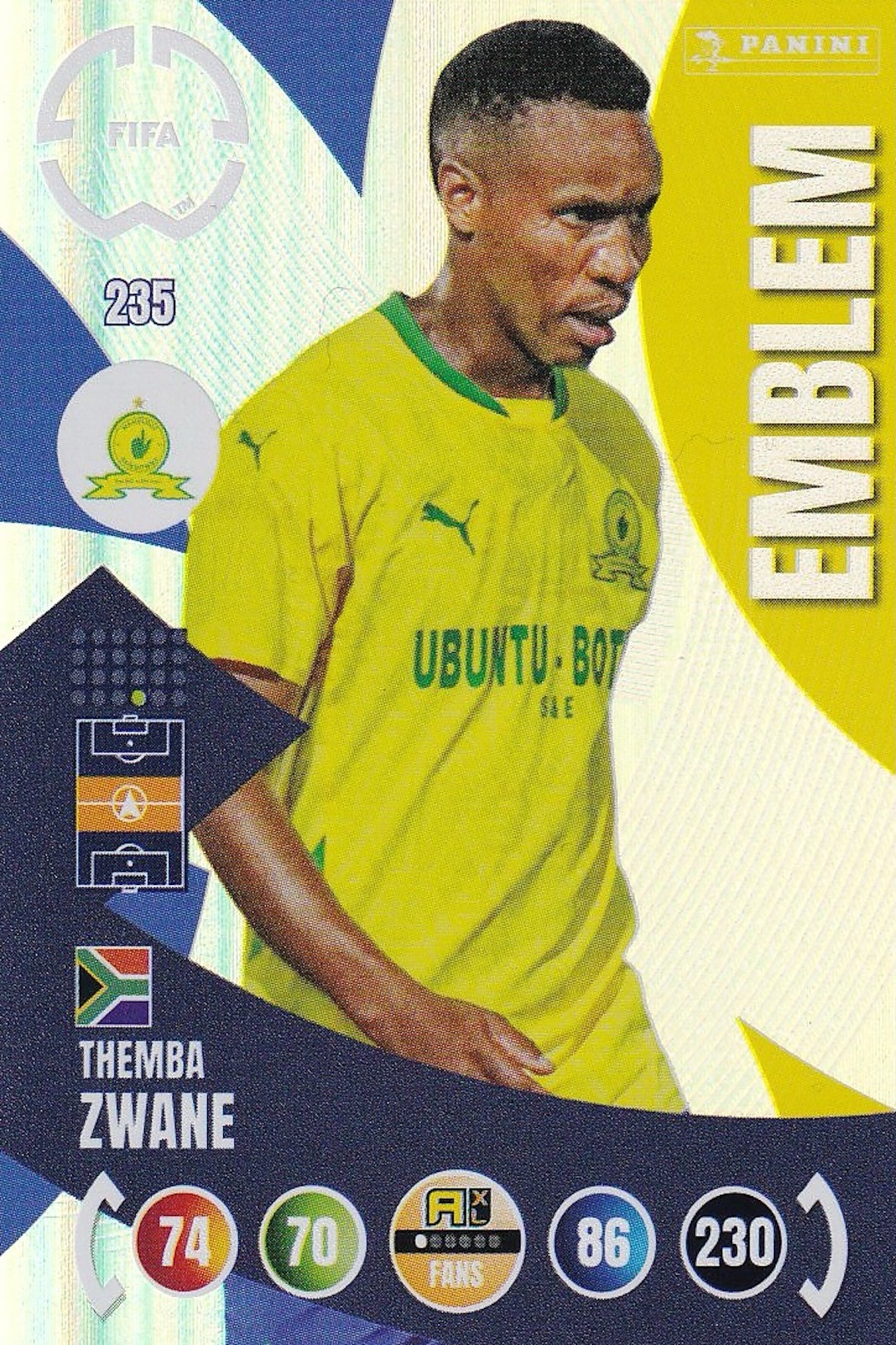 Themba Zwane Emblem Card #235 - Panini Adrenalin XL Club World Cup 25 (2025)