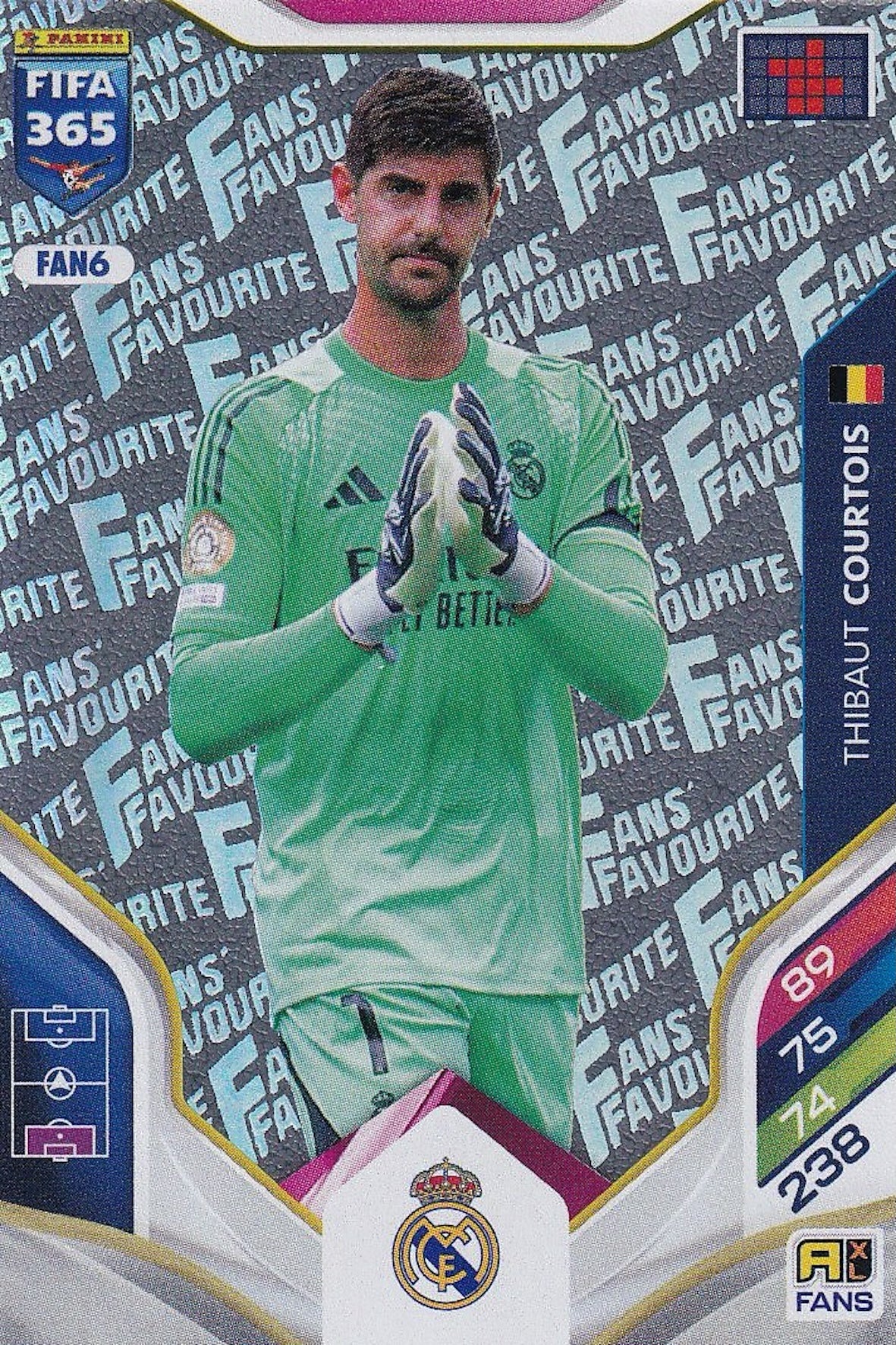 Thibaut Courtois Fans Favourite Card #FAN6 - Panini FIFA 365 Adrenalyn XL 2026 (Real Madrid)