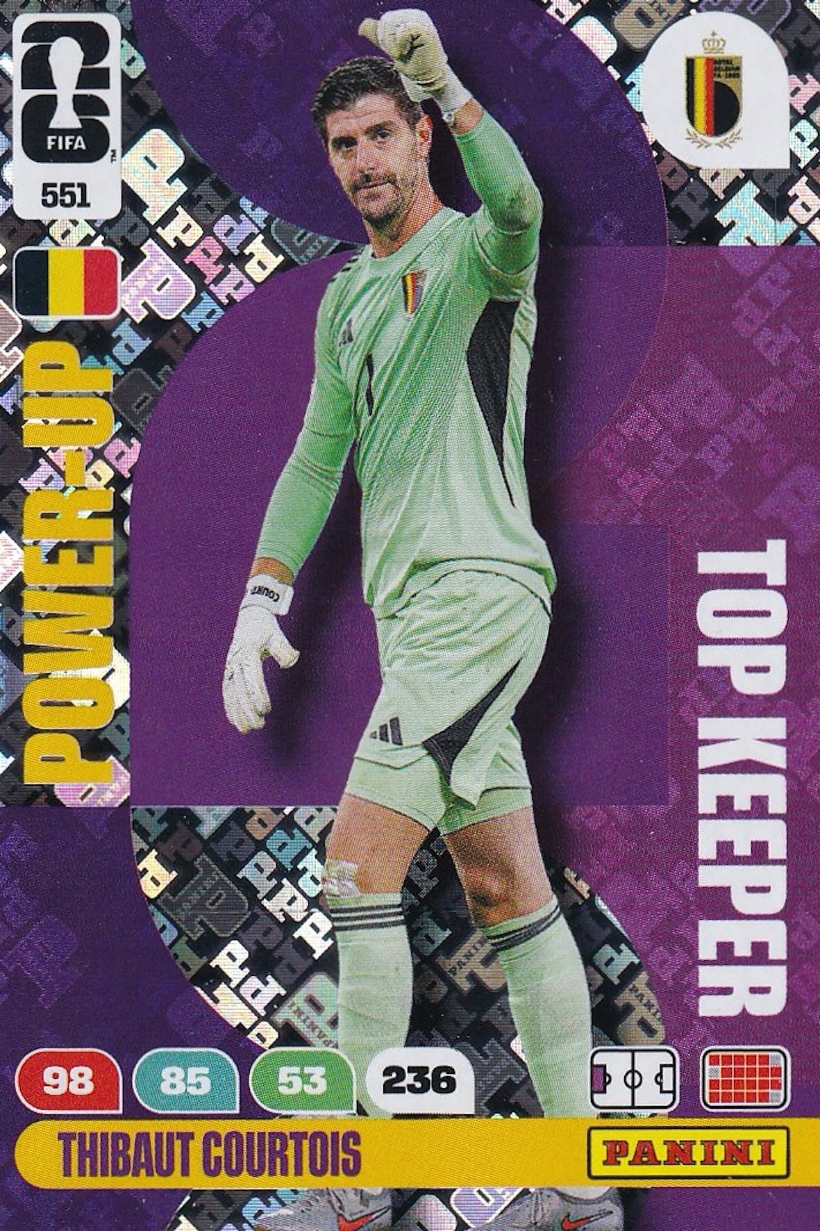 Thibaut Courtois Top Keeper Card #551 - FIFA World Cup 2026 - Panini Adrenalyn XL - Belgium