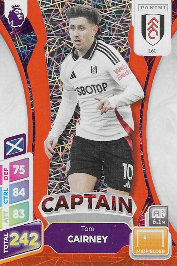 Tom Cairney Orange Parallel Numbered Card #160 - Panini Adrenalyn XL PLUS 2025 Premier League (Fulham)