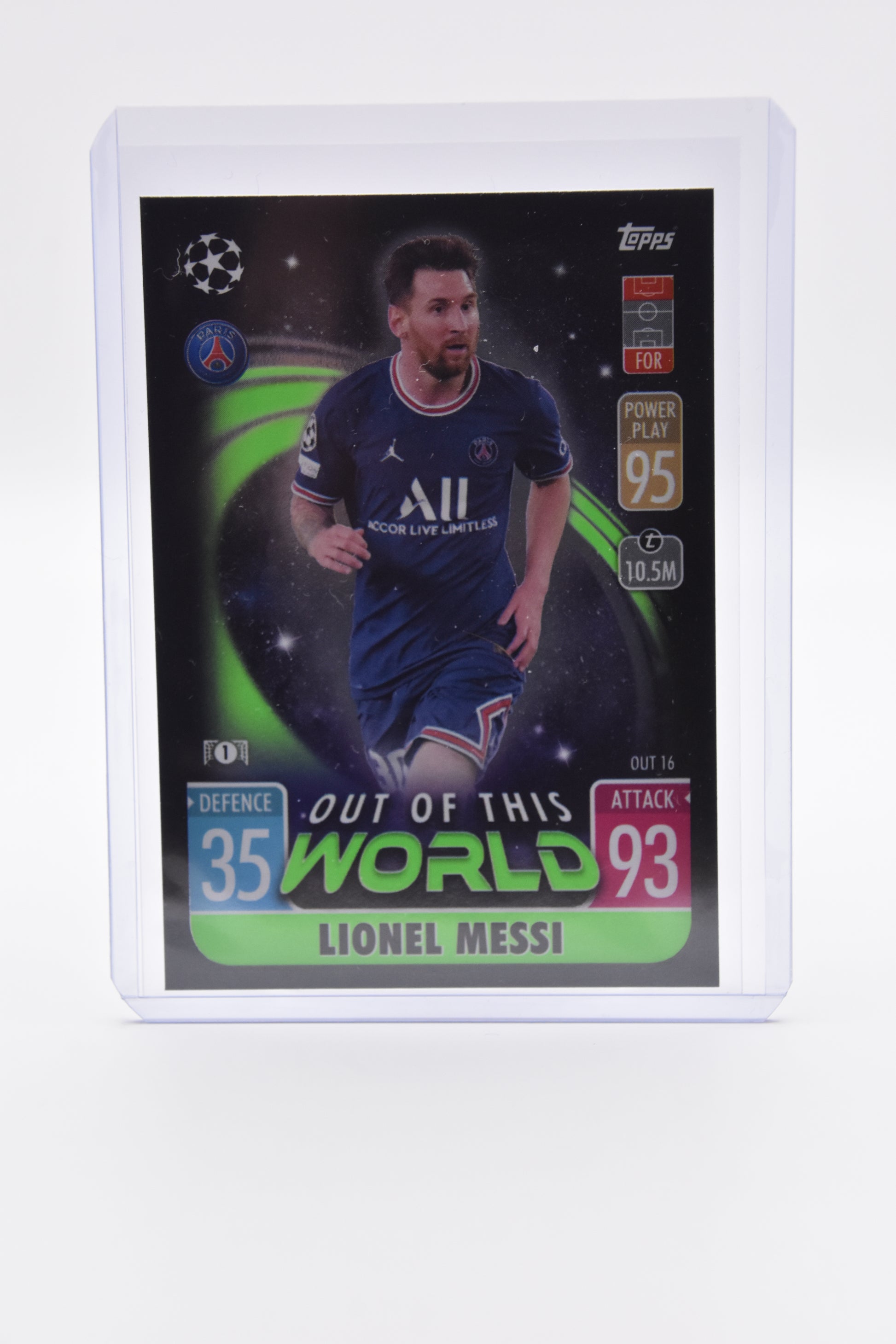 Topps Match Attax Extra 2021/22 Lionel Messi PSG Out Of This World Foil Card