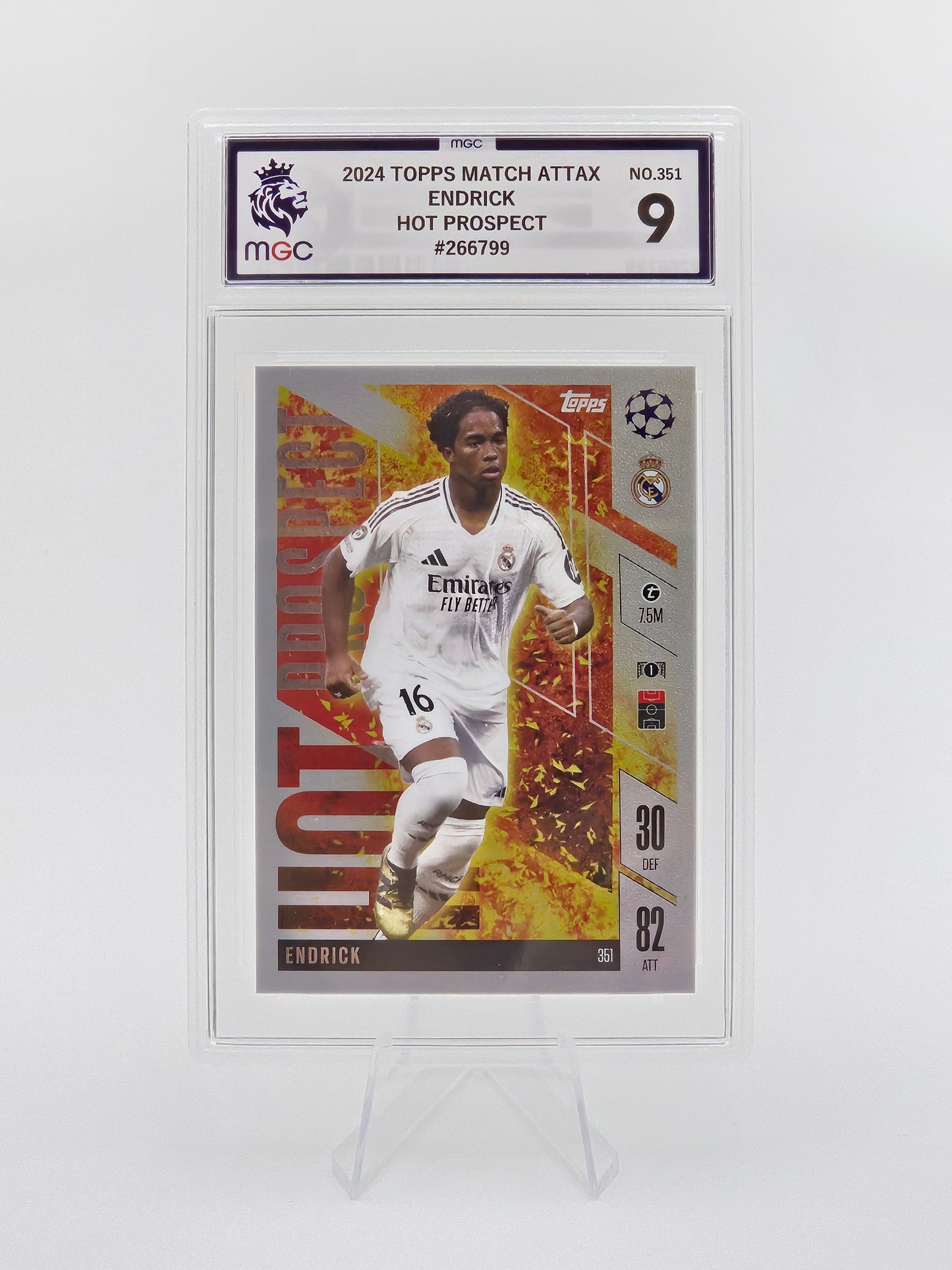 Endrick Real Madrid MGC 9 Topps Match Attax Extra 2024/25 Hot Prospect Graded Card #351