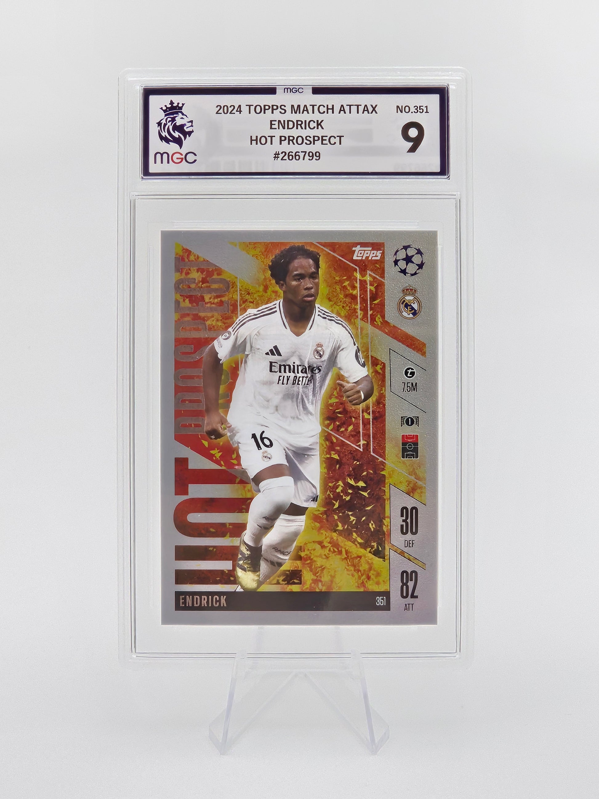 Endrick Real Madrid MGC 9 Topps Match Attax Extra 2024/25 Hot Prospect Graded Card #351
