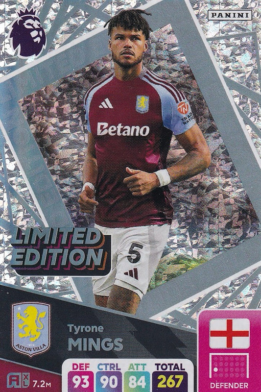 Tyrone Mings Limited Edition Card, Adrenalyn XL 2025 Panini, Premier League, Aston Villa