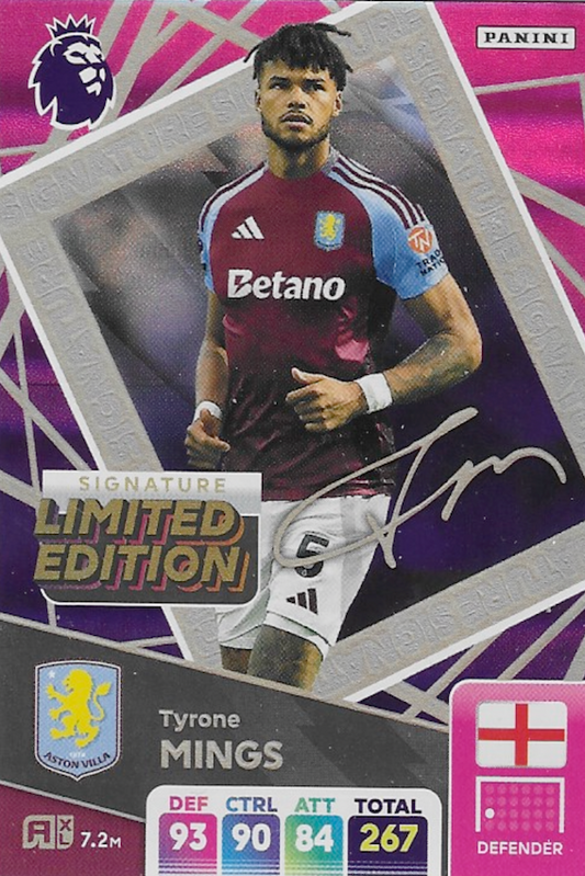 Tyrone Mings Signature Limited Edition Card - Panini Adrenalyn XL 2025