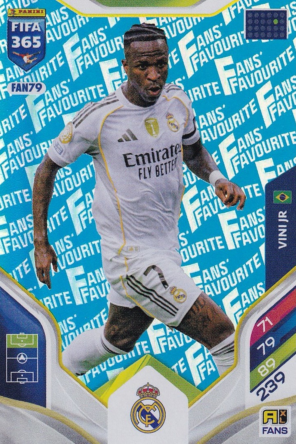 Vini Jr Blue Parallel Fans Favourite Card #FAN79 - Panini FIFA 365 Adrenalyn XL 2026