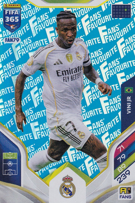 Vini Jr Blue Parallel Fans Favourite Card #FAN79 - Panini FIFA 365 Adrenalyn XL 2026