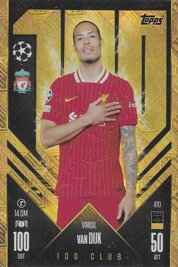 Virgil Van Dijk 100 Club Card No 470 - Topps Match Attax 2024/2025