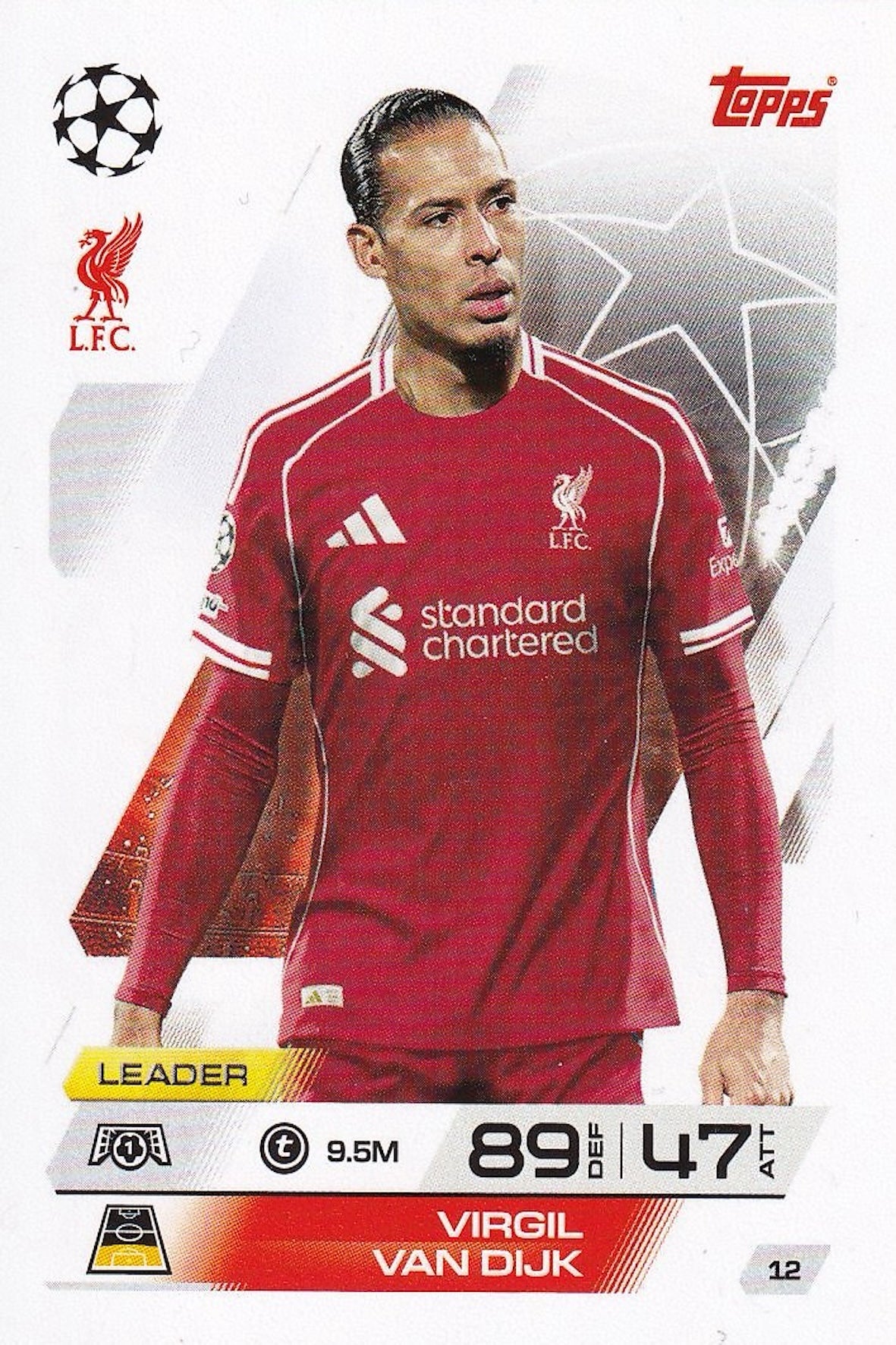 Virgil Van Dijk Base Card #12 - Topps Match Attax 25/26 (2025/2026) Liverpool, Captain