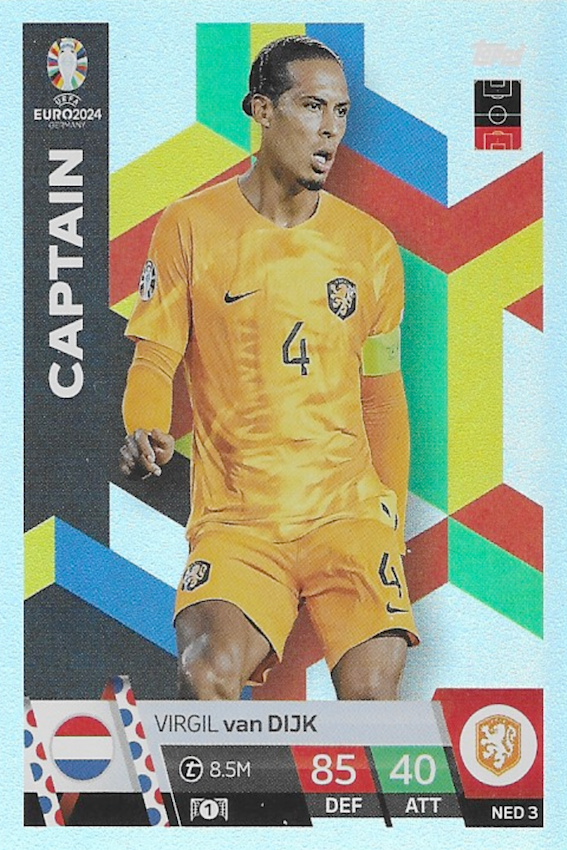 Virgil Van Dijk Captain Card Number NED 3 - Topps Match Attax Euro 2024