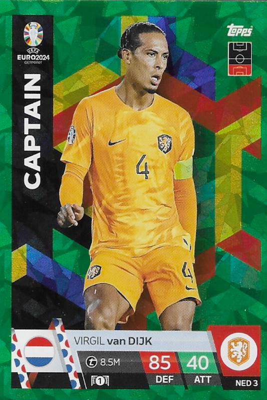 Virgil Van Dijk Green Captain Card No NED 3 - Topps Match Attax Euro 2024