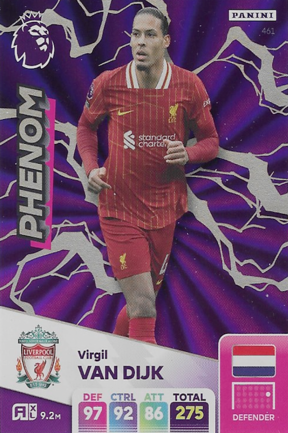 Virgil Van Dijk Phenom Card #461 - Panini Adrenalyn XL 2025 Premier League (Liverpool)