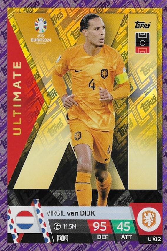 Virgil Van Dijk Ultimate Purple Card No #U XI 2 - Topps Match Attax Euro 2024