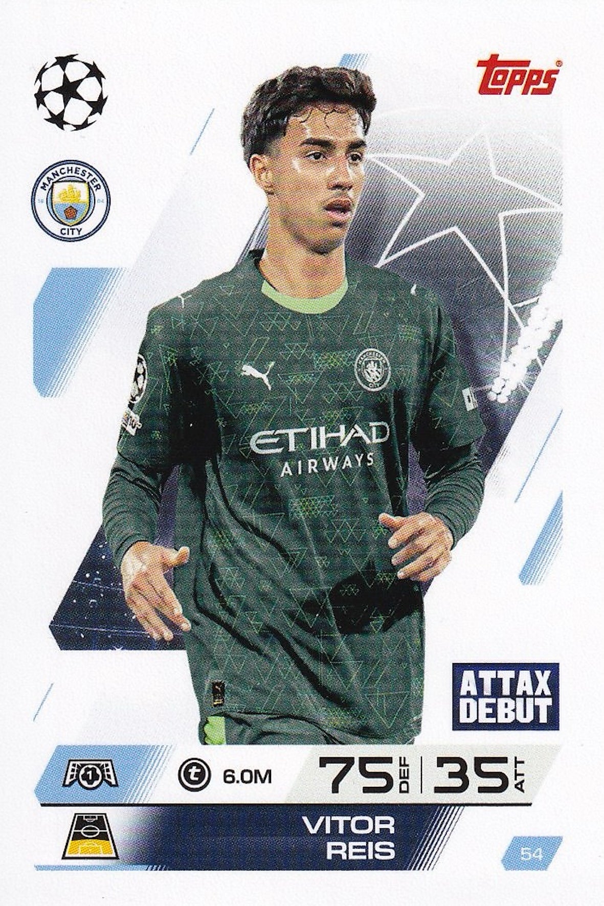 Vitor Reis Base Card #54 Attax Debut - Topps Match Attax 25/26 (2025/2026) Manchester City