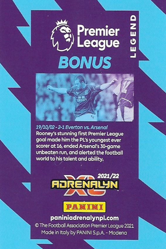 Wayne Rooney Legend 3d Card - Panini Adrenalyn XL 2021/22 Premier League NR Mint