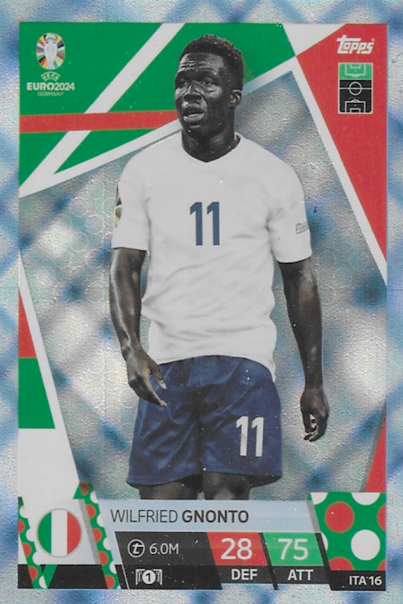 Wilfried Gnonto Blue Crystal Parallel Card #ITA16 - Topps Match Attax Euro 2024