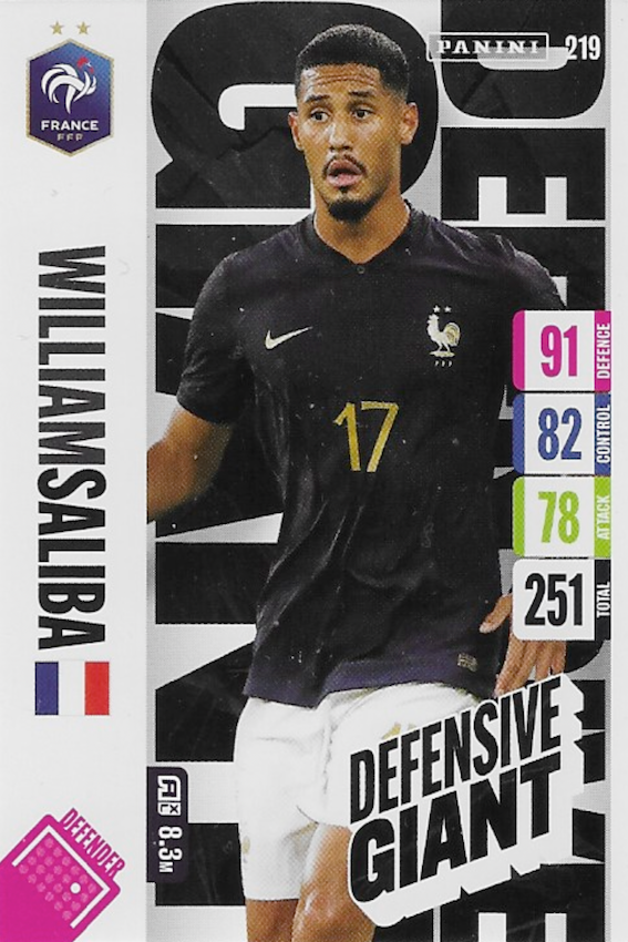 William Saliba Defensive Giant Card Number 219 - Adrenalyn XL 2024 England Tournament Edition by Panini