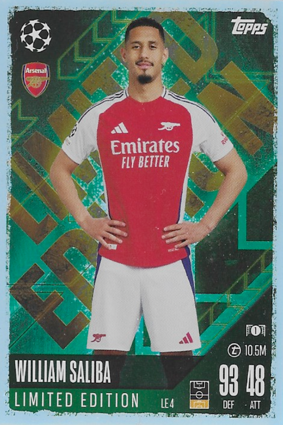 William Saliba Limited Edition Card #LE4 - Topps Match Attax 2024/2025