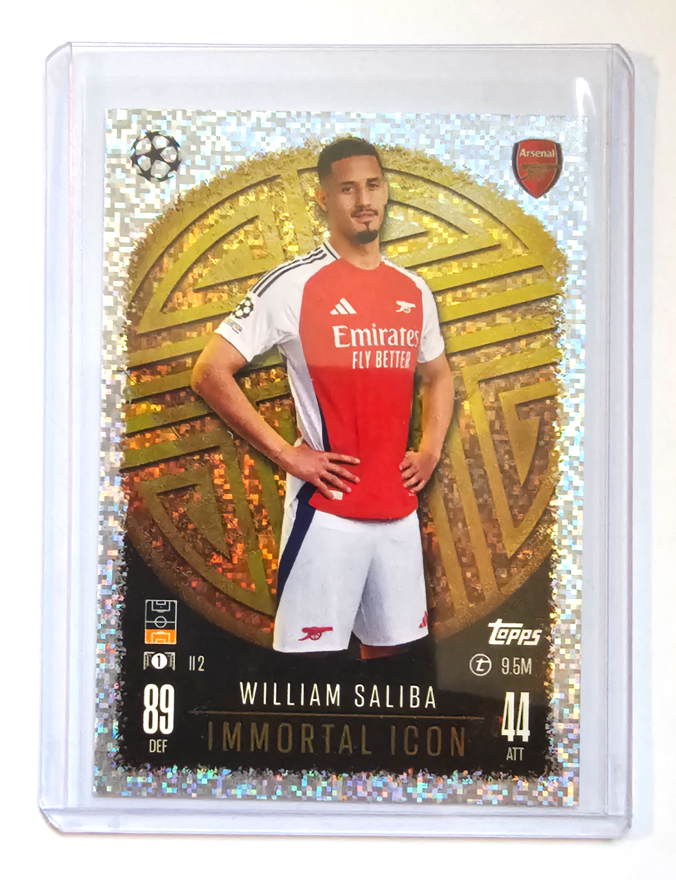 William Saliba Immortal Icon II 2 Card - Topps Match Attax 2024/2025 24/25 (Arsenal) in top loader