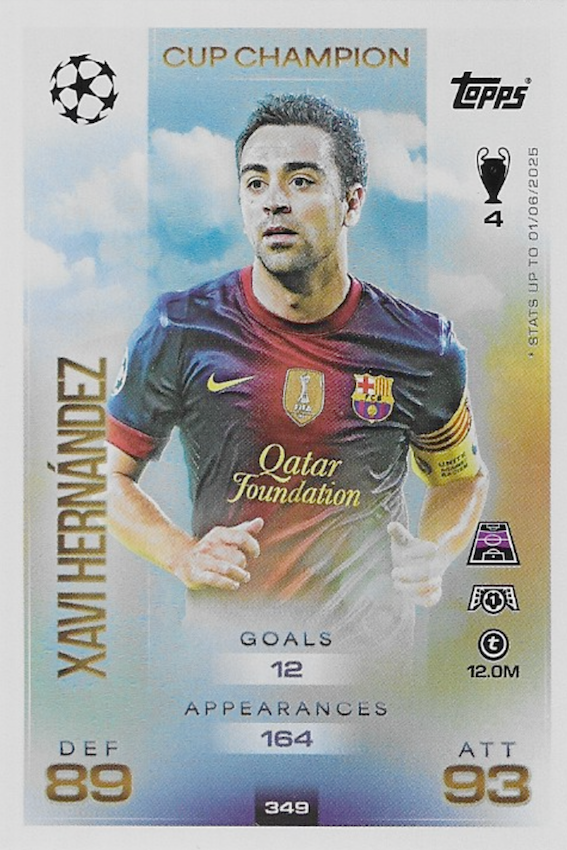 Xavi Hernandez Cup Champion Card #349 - Topps Match Attax 25/26 (FC Barcelona)