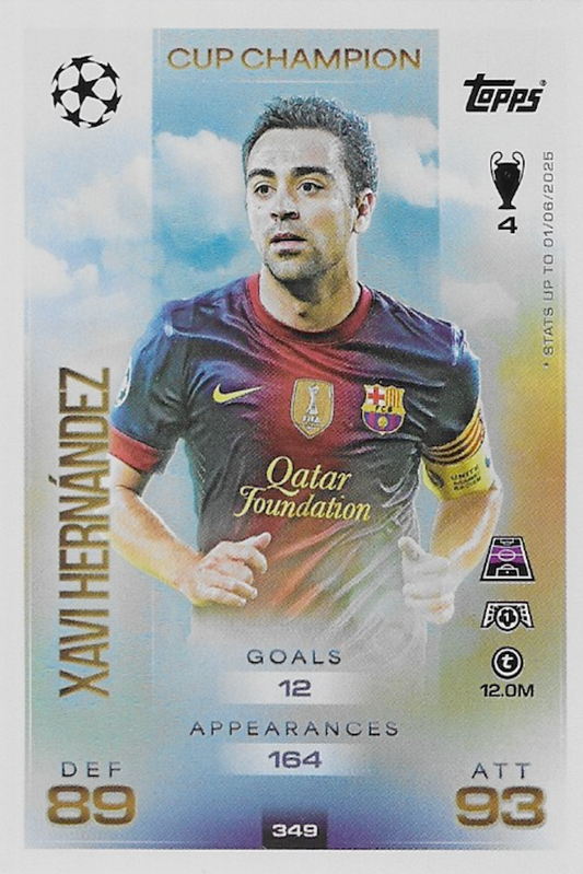 Xavi Hernandez Cup Champion Card #349 - Topps Match Attax 25/26 (FC Barcelona)