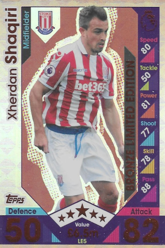 Xherdan Shaqiri Bronze Limited Edition Card #LE5 - Topps Match Attax 2016/2017