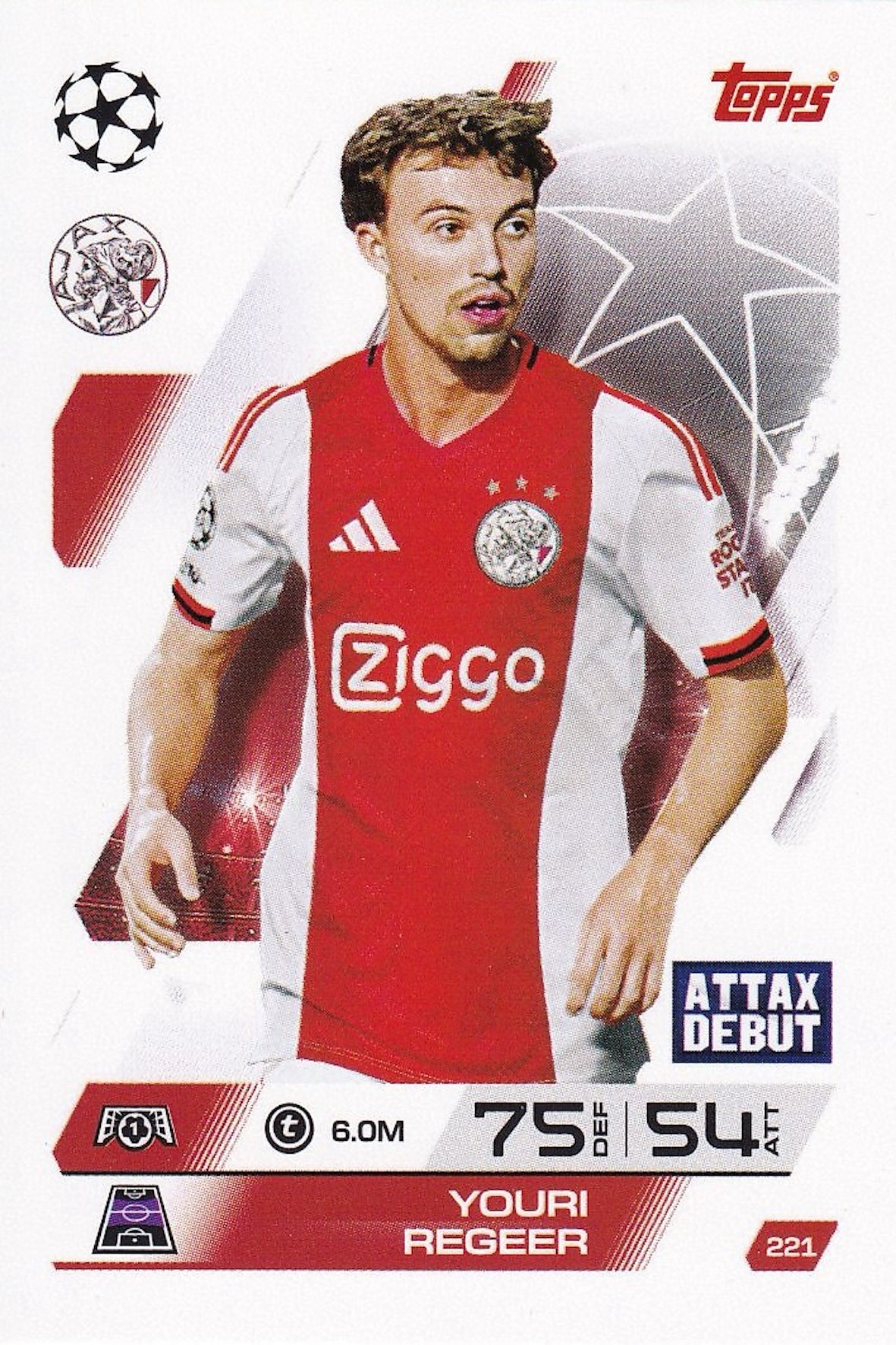 Youri Regeer Base Card #221, Attax Debut - Topps Match Attax 25/26 (2025/2026)