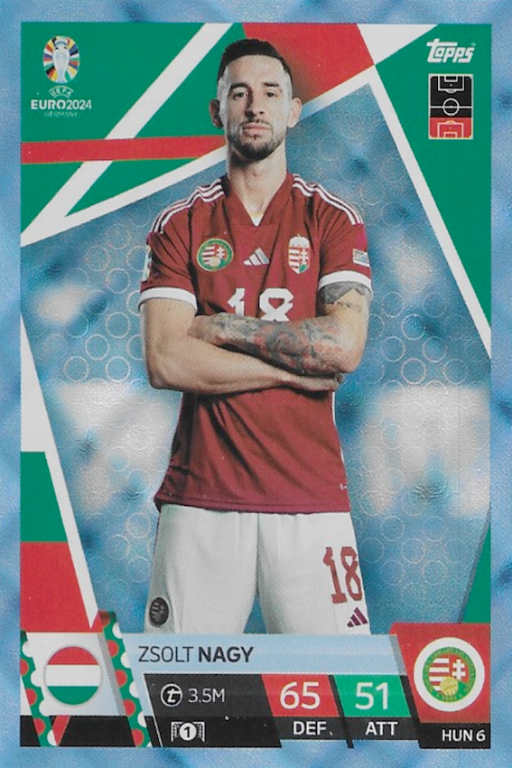 ZSOLT NAGY Blue Crystal Parallel Card #HUN6 - Topps Match Attax Euro 2024