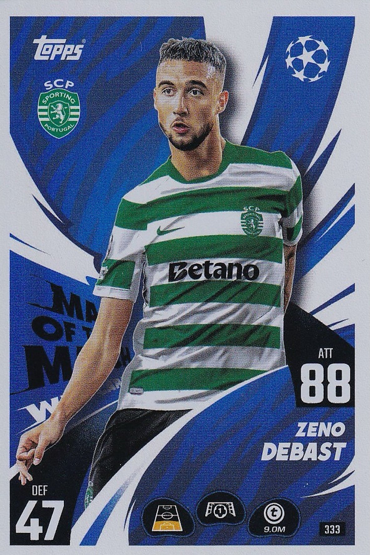 Zeno Debast Man of the Match Wildcard #333 - Topps Match Attax 25/26 (2025/2026)