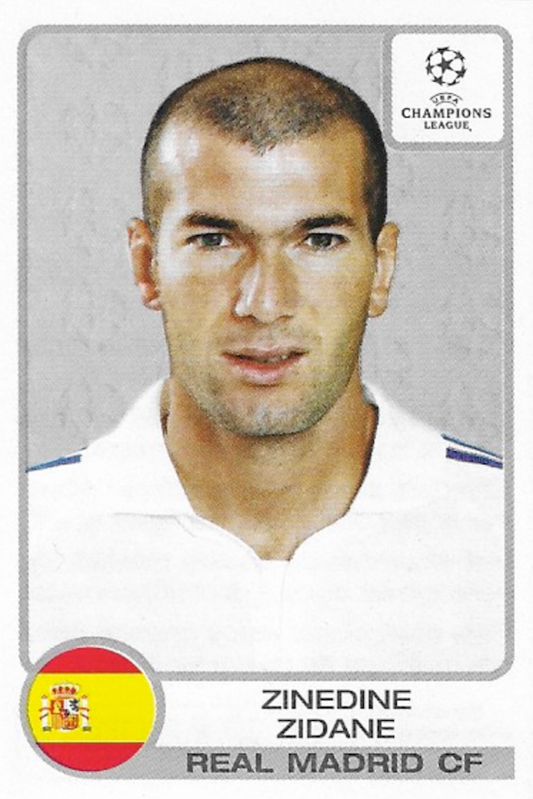 Zinedine Zidane Real Madrid Panini Sticker #11 - UEFA Champions League 2001/2002 (Slight Imperfections)