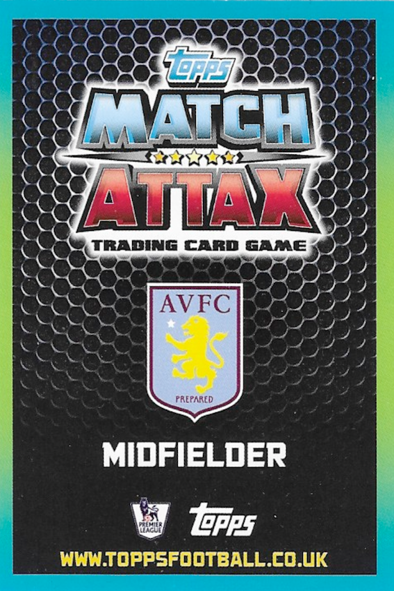 Back - Jack Grealish Rookie Card #49 - Topps Match Attax 2015/2016 (15/16) Premier League (Aston Villa)