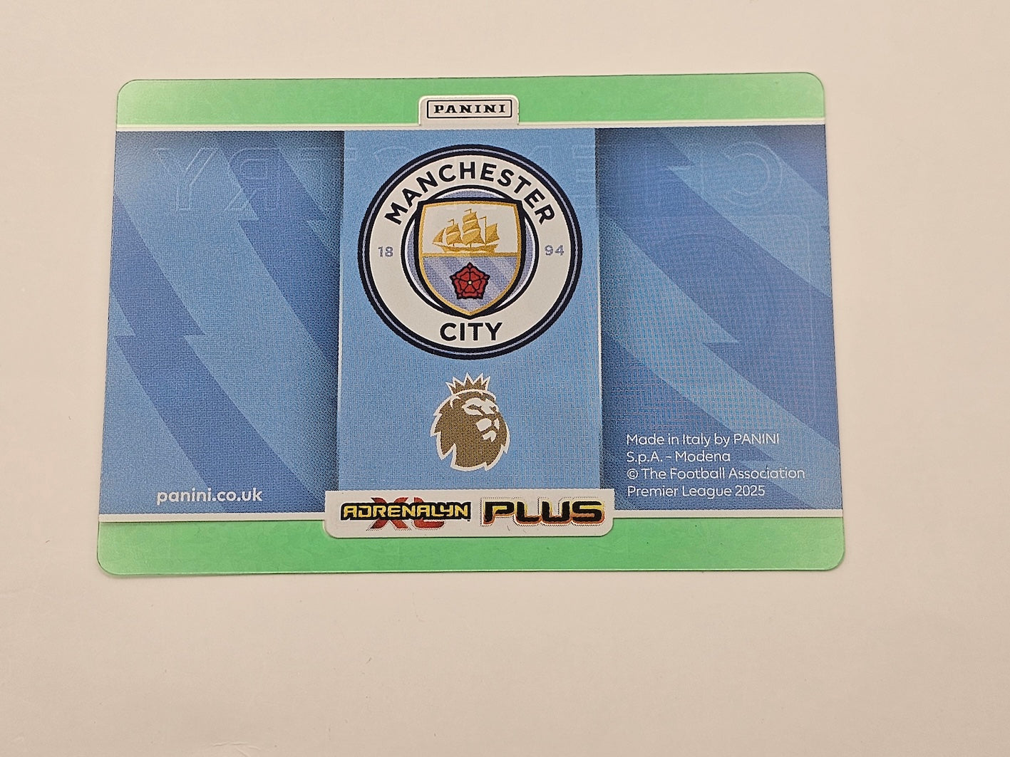 Man City Green Chemistry Numbered Card 122/199 - 2025 Adrenalyn XL PLUS Ltd (Back of card)