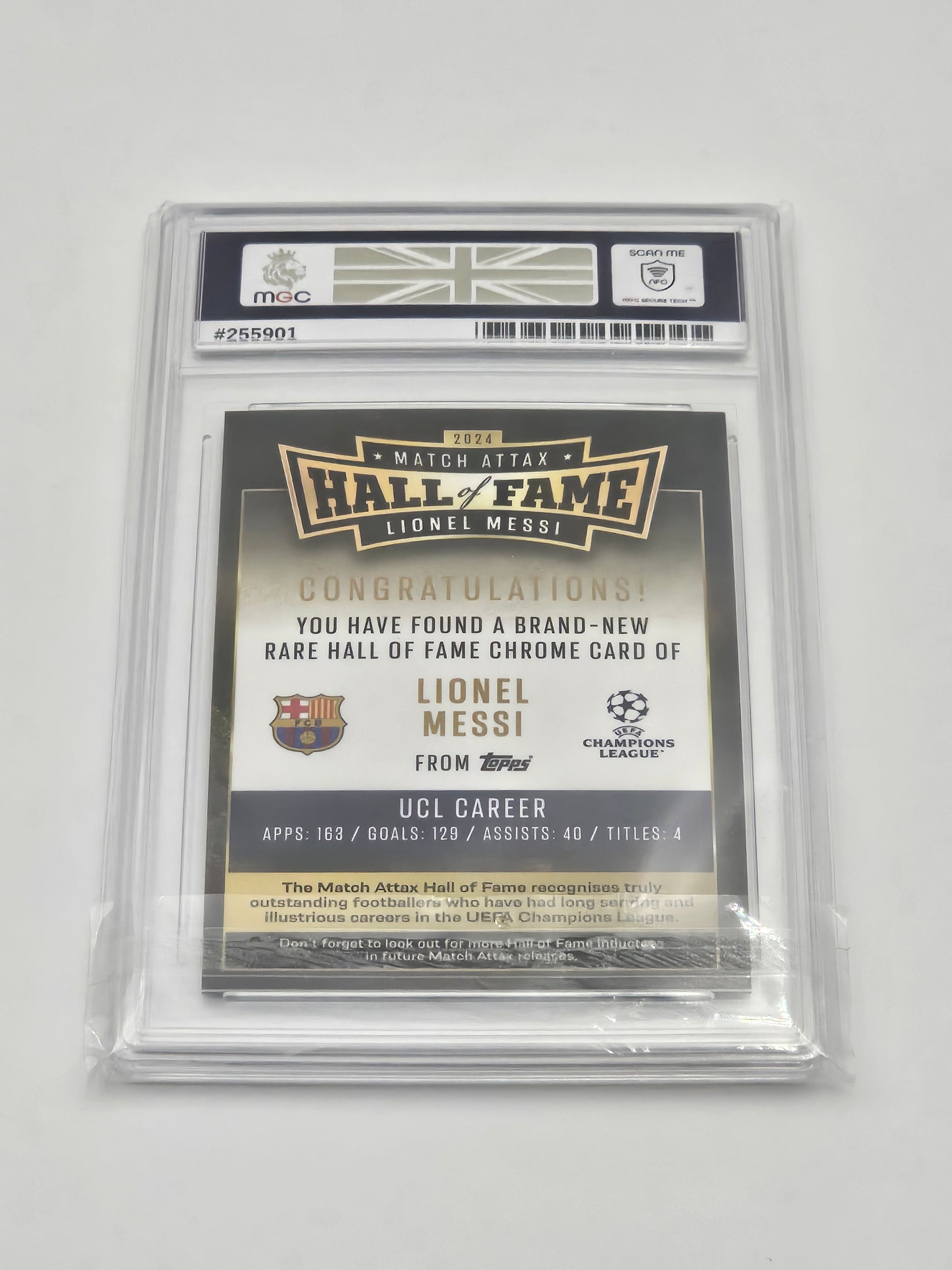 Graded Lionel Messi Hall of Fame Card HOF 4 MGC 9, Topps Match Attax 24/25 (2024/2025)
