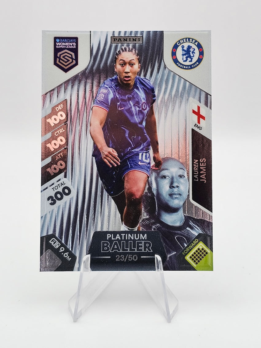 Lauren James Platinum Baller Numbered Card 23/50 - 2025 Women's Super League Adrenalyn XL By Panini - front