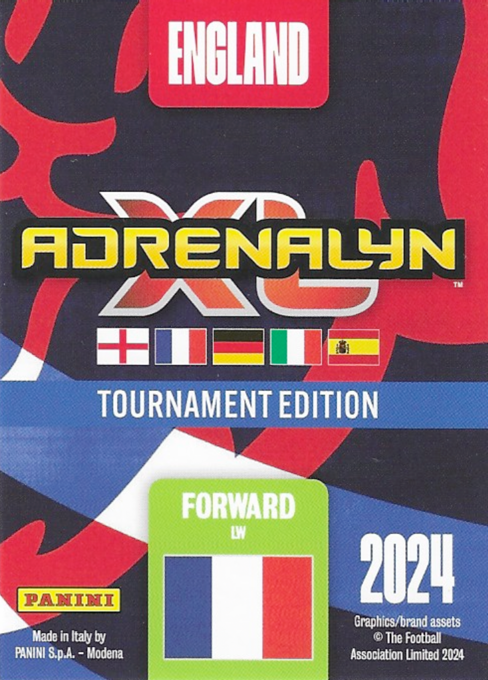 kylian mbappe base card number 125 - adrenalyn xl 2024 england tournament edition (Back of card)